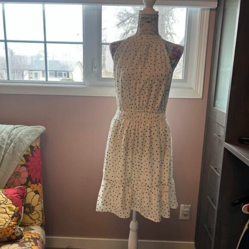 Dex white black polka dot dress size 4 never worn